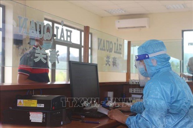 Officer at a customs unit handles document (Photo: VNA)