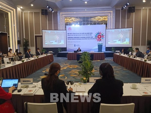 The launching workshop of the national report on the progress of the five-year implementation of the Sustainable Development Goals. (Photo: VNA)