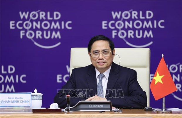 Prime Minister Pham Minh Chinh on October 29 co-chairs the World Economic Forum (WEF)'s Country Strategic Dialogue on Vietnam 2021 via videoconference (Photo: VNA)