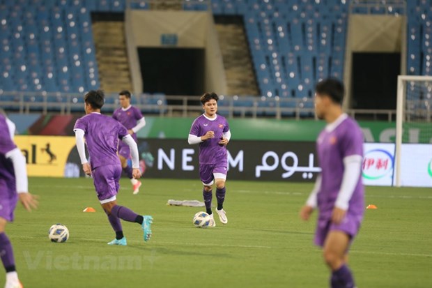 The final training session before a match with Japan (Photo: VNA)