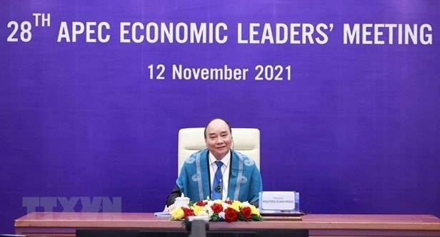 President Nguyen Xuan Phuc attends the 28th APEC Economic Leaders’ Meeting. (Photo: VNA)