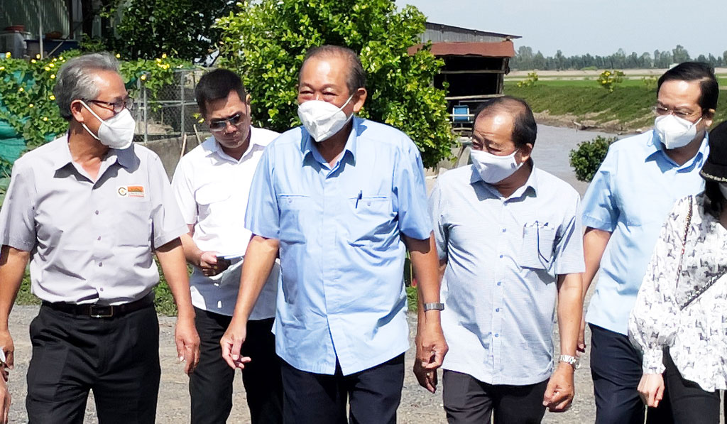 Former Standing Deputy PM - Truong Hoa Binh (3rd, L) surveys agricultural development at Hung Thinh Company