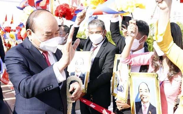 This is Phuc’s first official visit to Cambodia as the President of Vietnam, which aims to mark the 55th anniversary of the two countries’ diplomatic relations. (Photo: VNA)