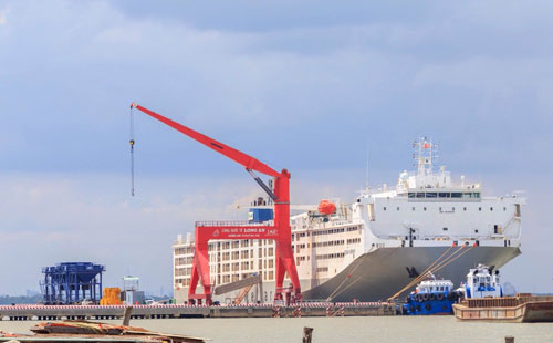 The import and export cargo transportation activities at Long An International Seaport