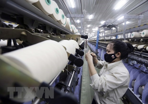 A worker checking fabric at a company in the northern province of Nam Dinh. (Photo: VNA)