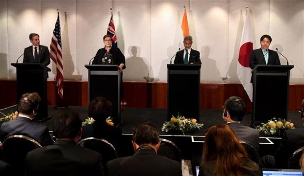 From left: US Secretary of State Antony Blinken, Australian Foreign Minister (FM) Marise Payne, Indian FM Subrahmanyam Jaishankar and Japanese FM Yoshimasa Hayashi at a press conference in Melbourne, Australia on February 11, 2022. (Photo: AFP/VNA)