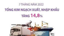 7 tháng năm 2022, tổng kim ngạch xuất, nhập khẩu tăng 14,8%