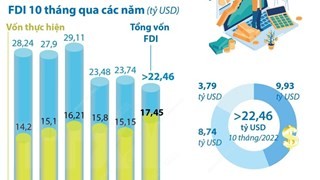 Việt Nam thu hút hơn 22,46 tỷ USD vốn FDI