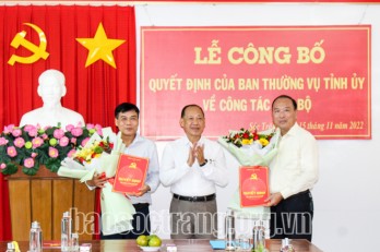 Công bố quyết định của Ban Thường vụ Tỉnh ủy về công tác cán bộ