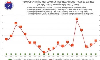 Ngày 3/2: Ca COVID-19 tăng trong 24h qua