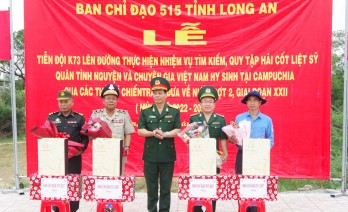 Ban Chỉ đạo 515 tỉnh Long An tiễn Đội K73 lên đường làm nhiệm vụ tại Campuchia