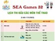 Lịch thi đấu các môn thể thao tại SEA Games 32