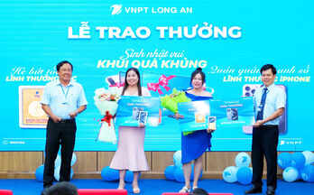 VNPT Long An trao thưởng chương trình 'Hè bứt tốc, Lĩnh thưởng sốc' và 'Quán quân doanh số, Lĩnh thưởng iPhone'