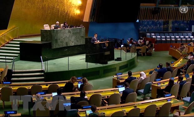 Toàn cảnh phiên họp khẩn cấp của Đại hội đồng Liên hợp quốc. (Ảnh: TTXVN phát)