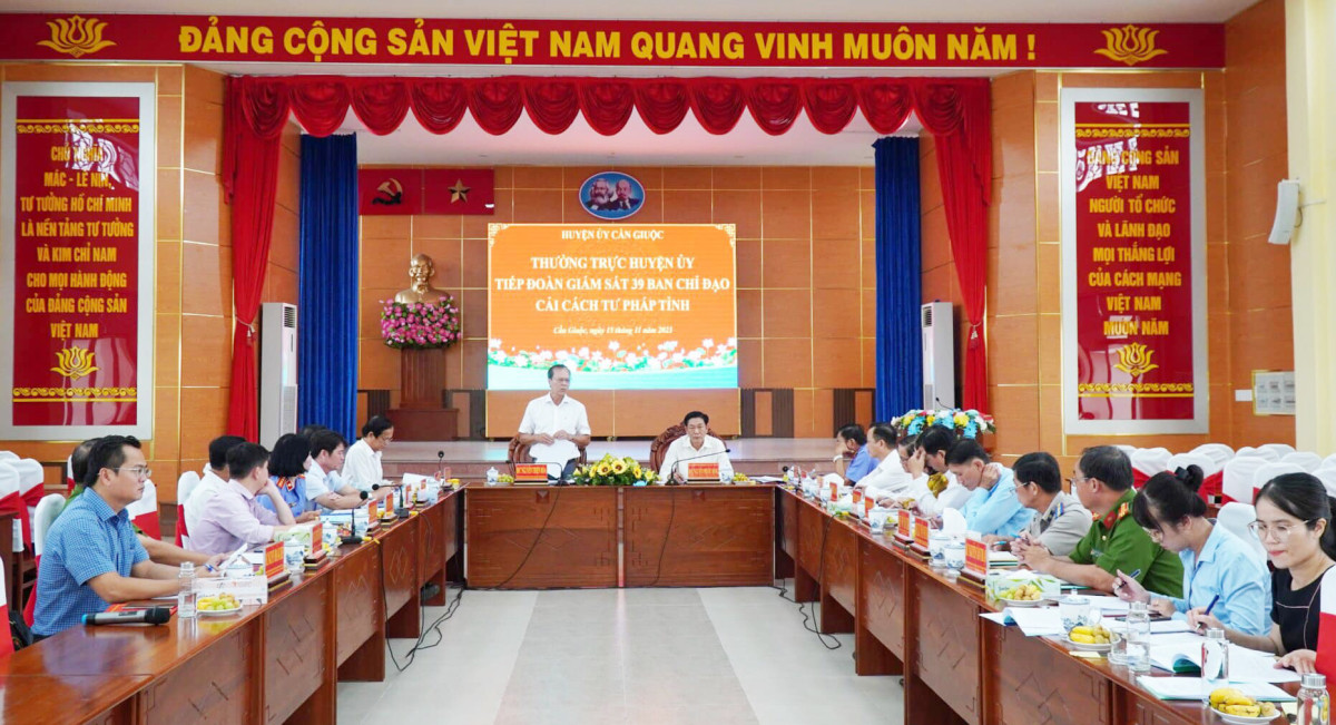 Ban Chỉ đạo Cải cách tư pháp tỉnh giám sát tại huyện Cần Giuộc về công tác quản lý hoạt động của Hội Luật gia huyện