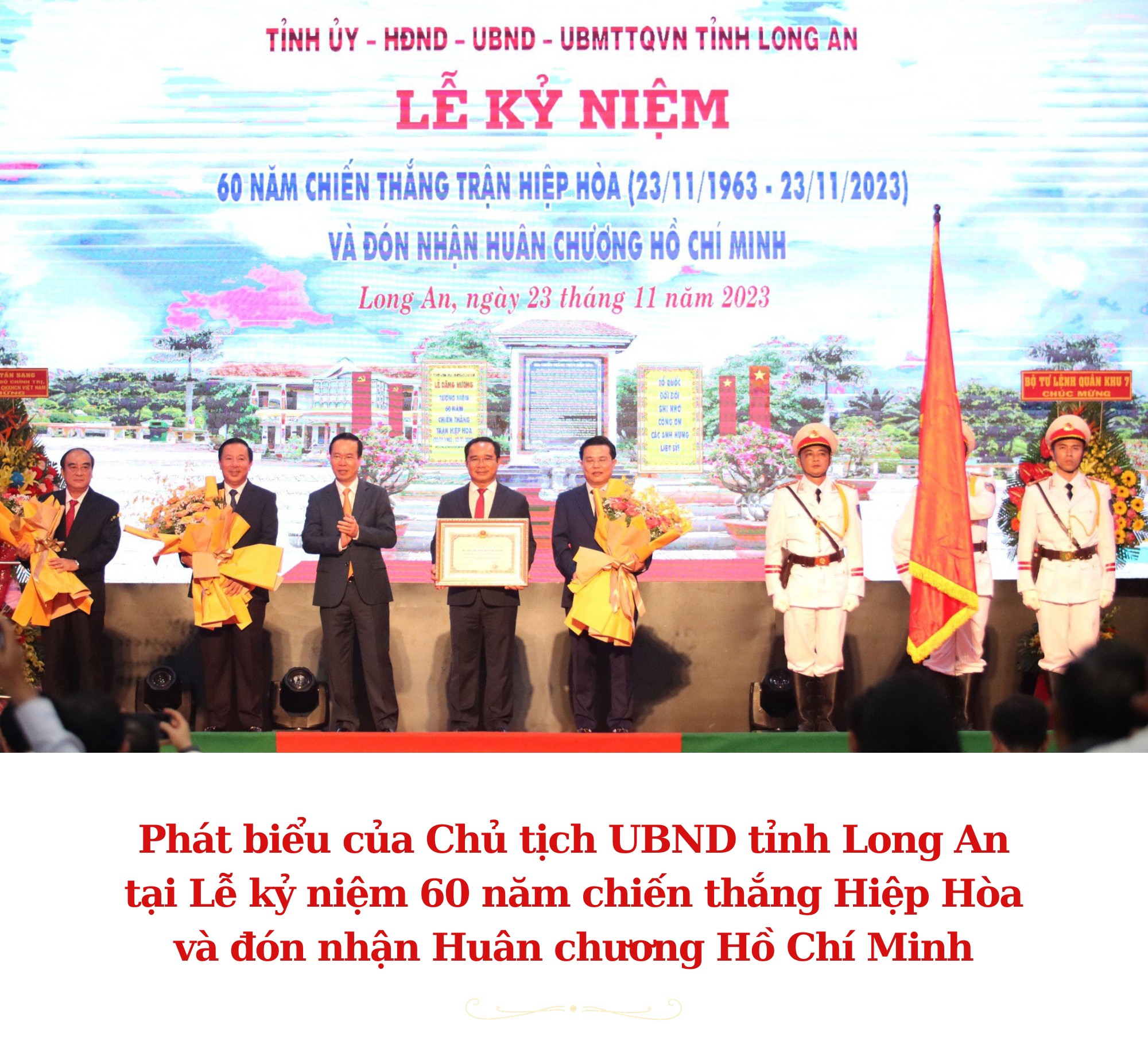 Phát biểu của Chủ tịch UBND tỉnh Long An tại Lễ kỷ niệm 60 năm Chiến thắng Hiệp Hòa và đón nhận Huân chương Hồ Chí Minh