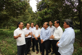 Bí thư Tỉnh ủy - Nguyễn Văn Được tham quan mô hình sản xuất nông nghiệp ứng dụng công nghệ cao