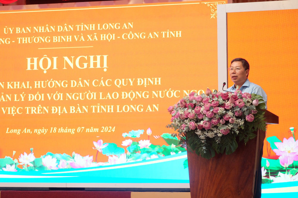 Phó giám đốc Sở Lao động, Thương binh và Xã hội - Nguyễn Đại Tánh phát biểu khai mạc hội nghị