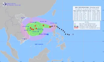 Bão Trà Mi tăng cấp trở lại, dự báo liên tục đổi hướng di chuyển