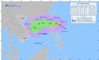 Thời gian và cấp độ bão Yinxing khi vào Biển Đông thành bão số 7