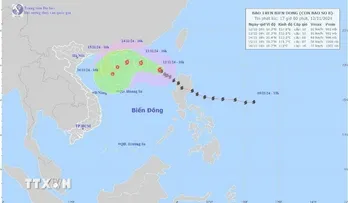 Bão số 8 gây gió mạnh, sóng lớn trên vùng biển Bắc Biển Đông