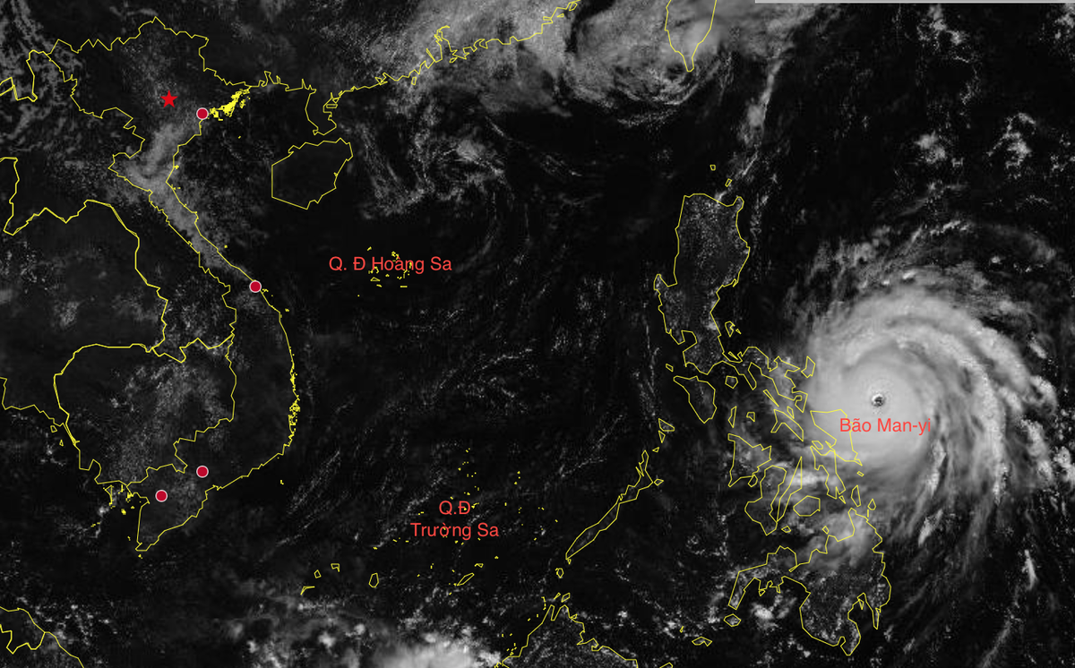 Siêu bão Man - yi liên tục thay đổi cường độ và hướng đi trên Biển Đông - Báo Long An Online