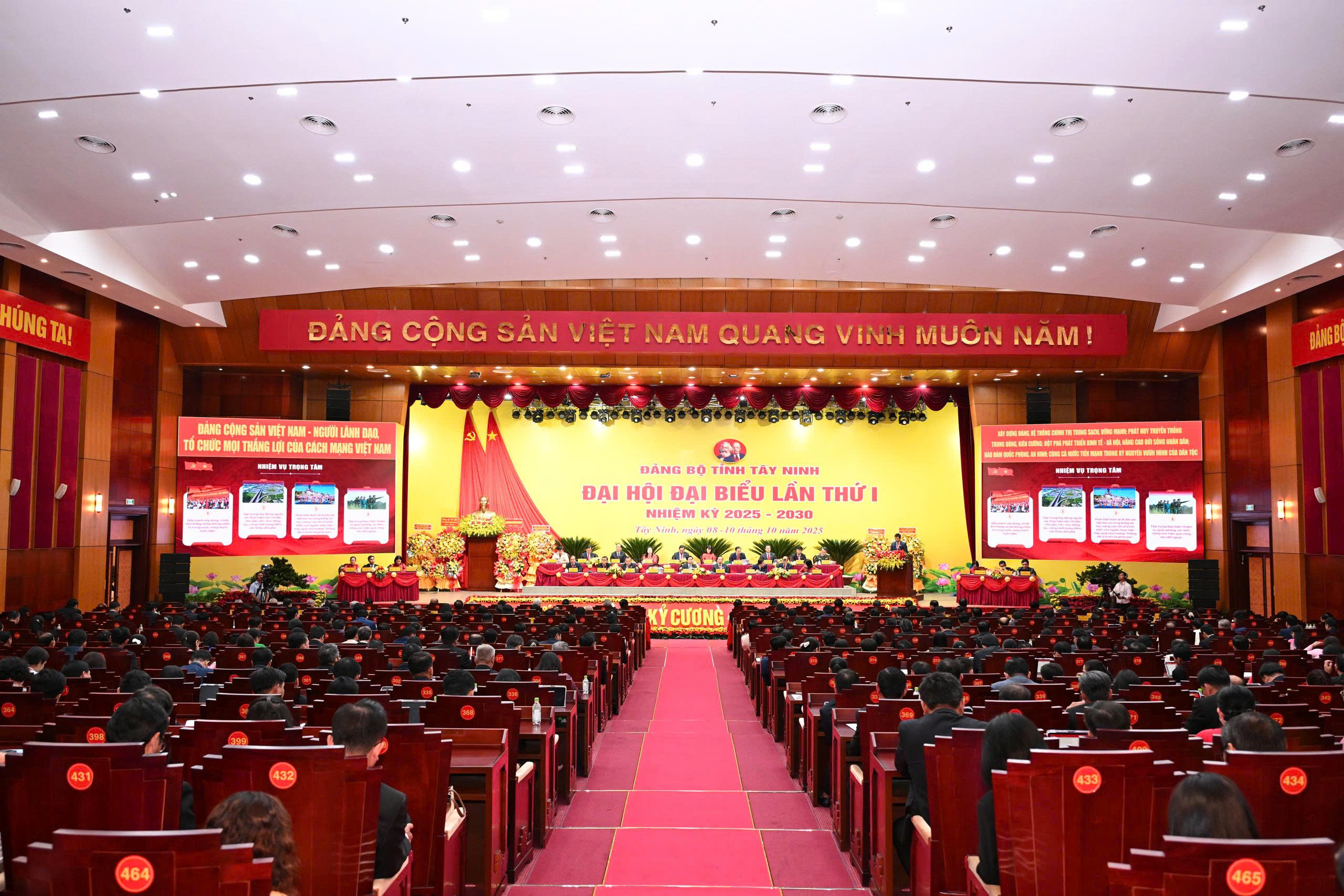 Toàn cảnh Đại hội đại biểu Đảng bộ tỉnh Tây Ninh lần thứ I, nhiệm kỳ 2025 - 2030